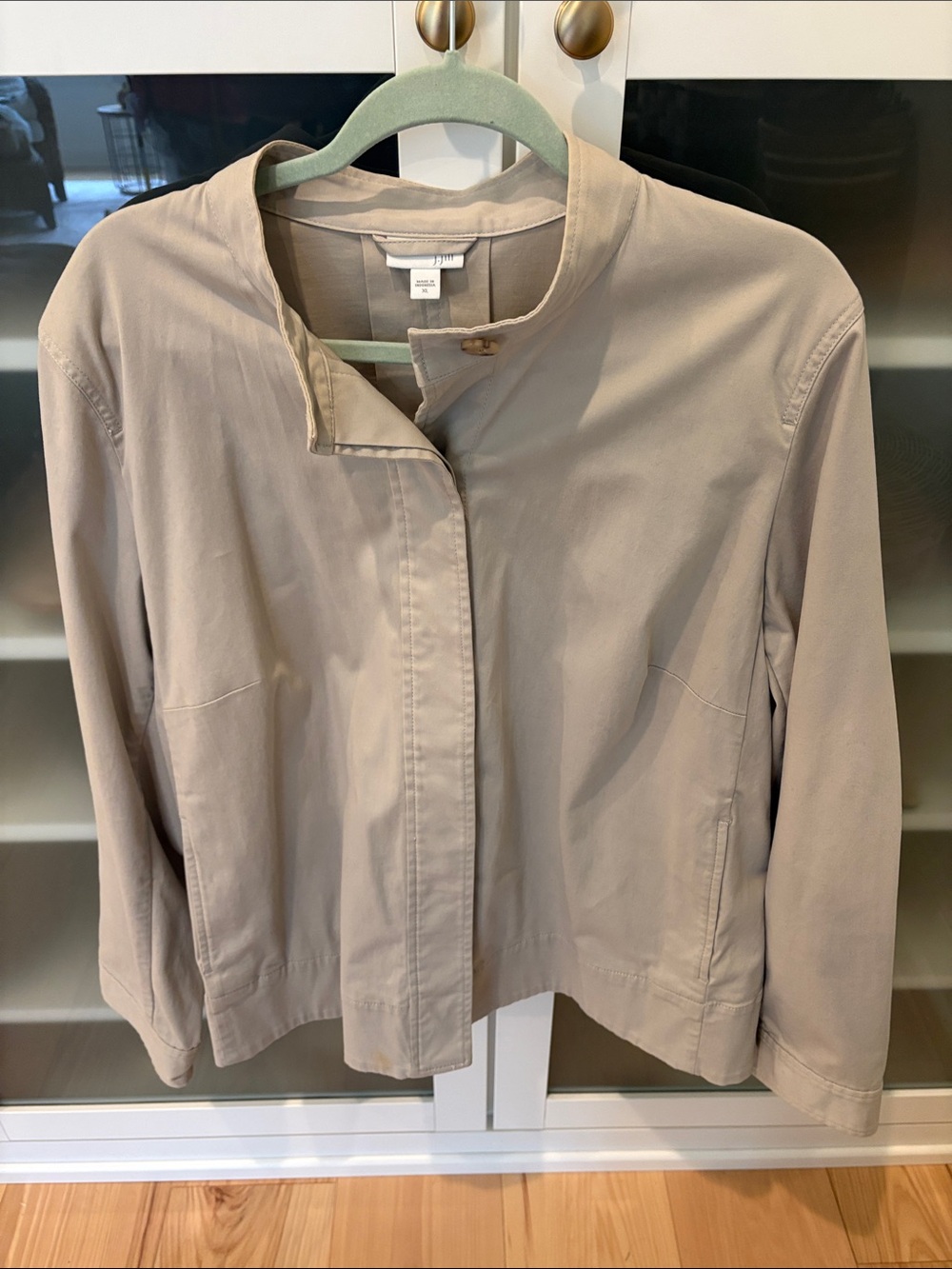 J. Jill Light Taupe Collarless Utility Jacket